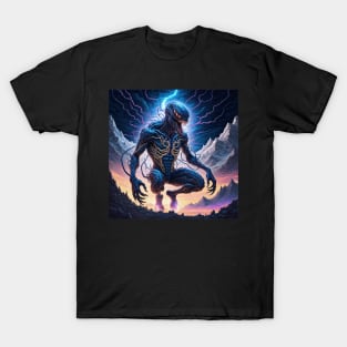 Virning alien in ligtning aura T-Shirt